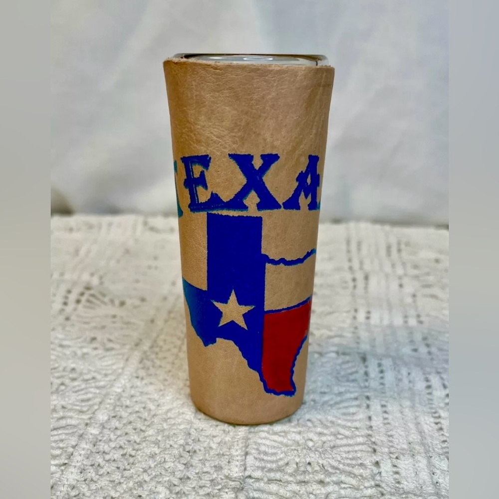 Leather Wrapped Corset TEXAS Souvenir Shot Glass Tall Skinny Barware Double Shot